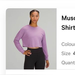Lululemon. Muscle Love Long Sleeve. Wisteria Purple. Size 4. Worn once.